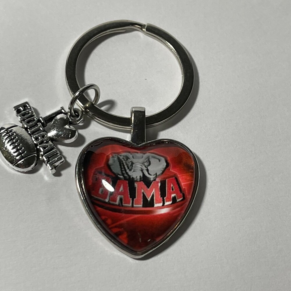 Alabama Crimson Tide NCAA I Love Football Keychain NEW!!